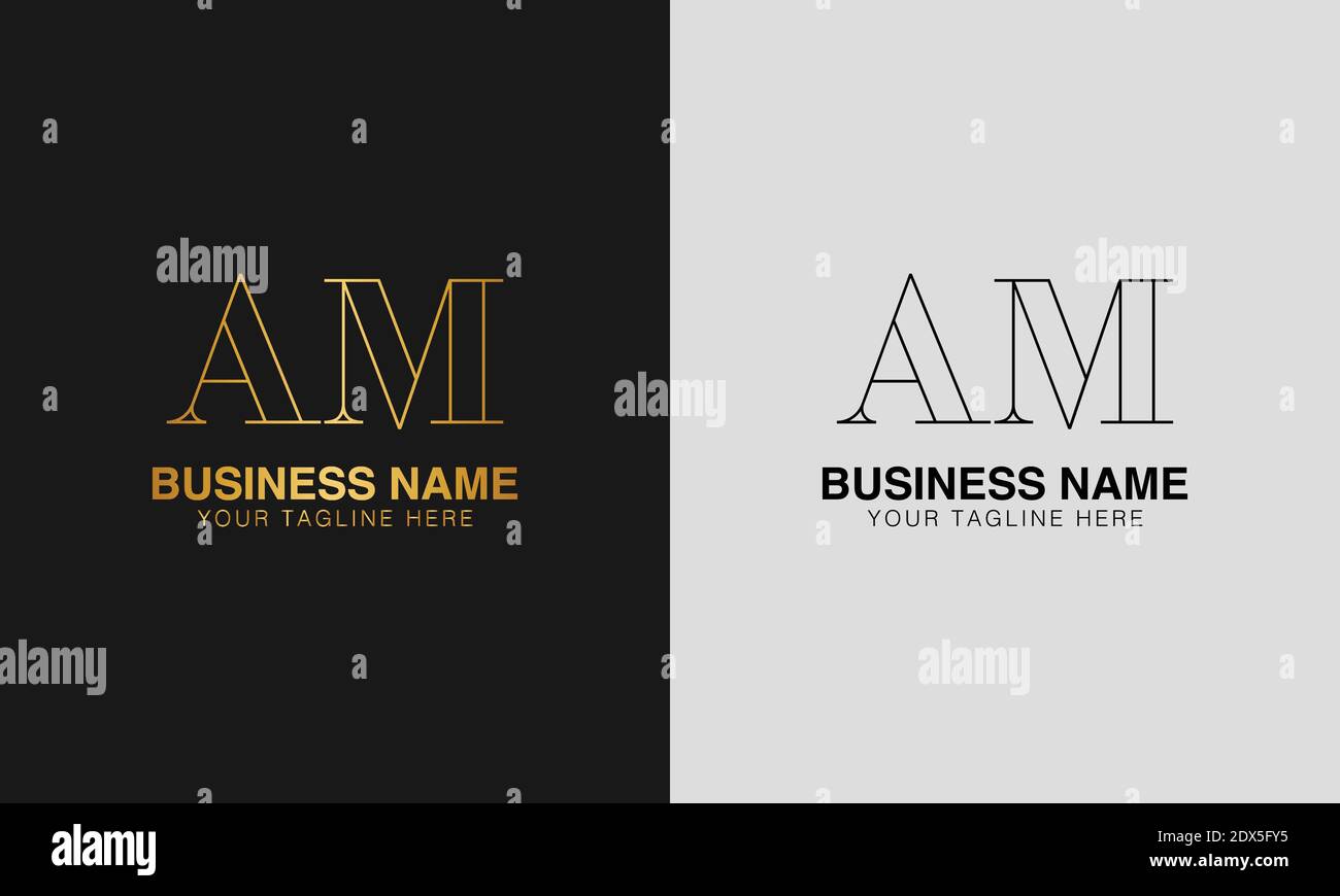 AM A M initial  based abstract modern minimal creative logo, vector template image. luxury logotype logo, initial logo. Stock Vector