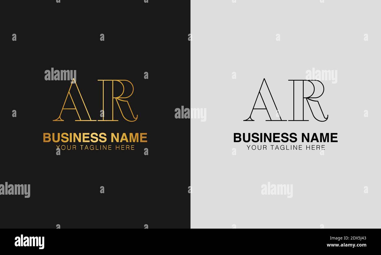 AR A R initial  based abstract modern minimal creative logo, vector template image. luxury logotype logo, initial logo. Stock Vector