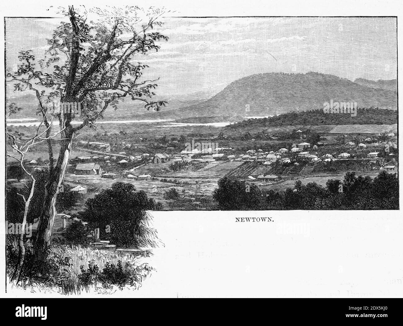 Engraving of Newtown, Tasmania, Australia, circa 1890 Stock Photo