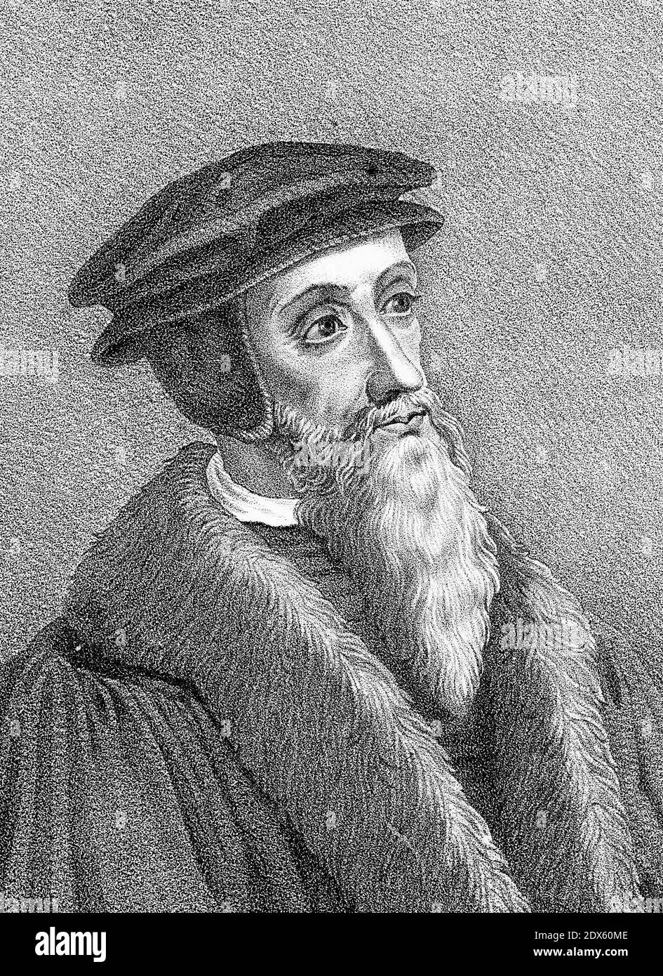 Engraving of reformer John Calvin Stock Photo