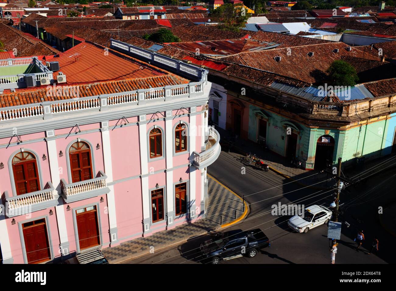 Granada, Nicaragua Colonial houses of Granada From Above Stock Photo