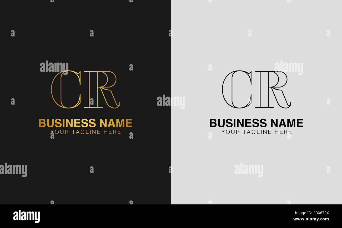 CR C R initial  based abstract modern minimal creative logo, vector template image. luxury logotype logo, initial logo. Stock Vector