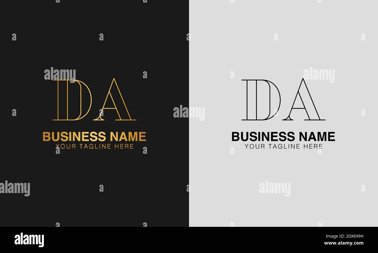 DA D A initial based abstract modern minimal creative logo, vector template image. luxury logotype logo, initial logo. Stock Vector