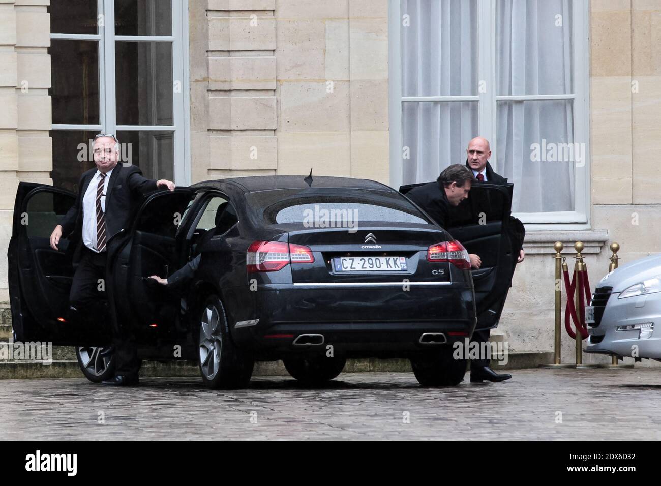 French Minister of Economy Arnaud Montebourg arriving at Matignon in Paris, France, on August 25, 2014. Photo by Audrey Poree/ABACAPRESS.COM Stock Photo