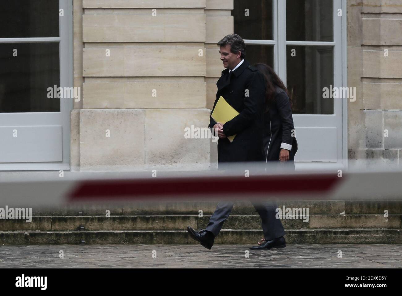 French minister of Economy Arnaud Montebourg leaves Hotel of Matignon, in Paris, France. August 25, 2014. Photo by Edouard Grandjean/ABACAPRESS.COM Stock Photo