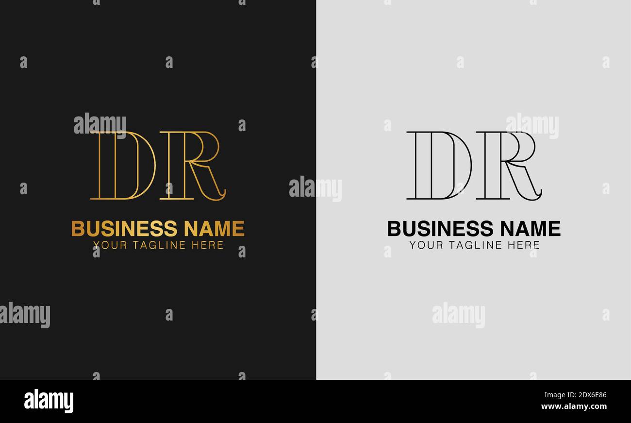 DR D R initial  based abstract modern minimal creative logo, vector template image. luxury logotype logo, initial logo. Stock Vector