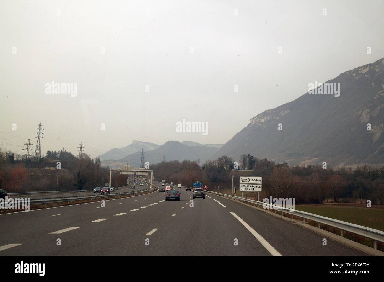 Sur l'autoroute A41 en direction de Chambéry Stock Photo