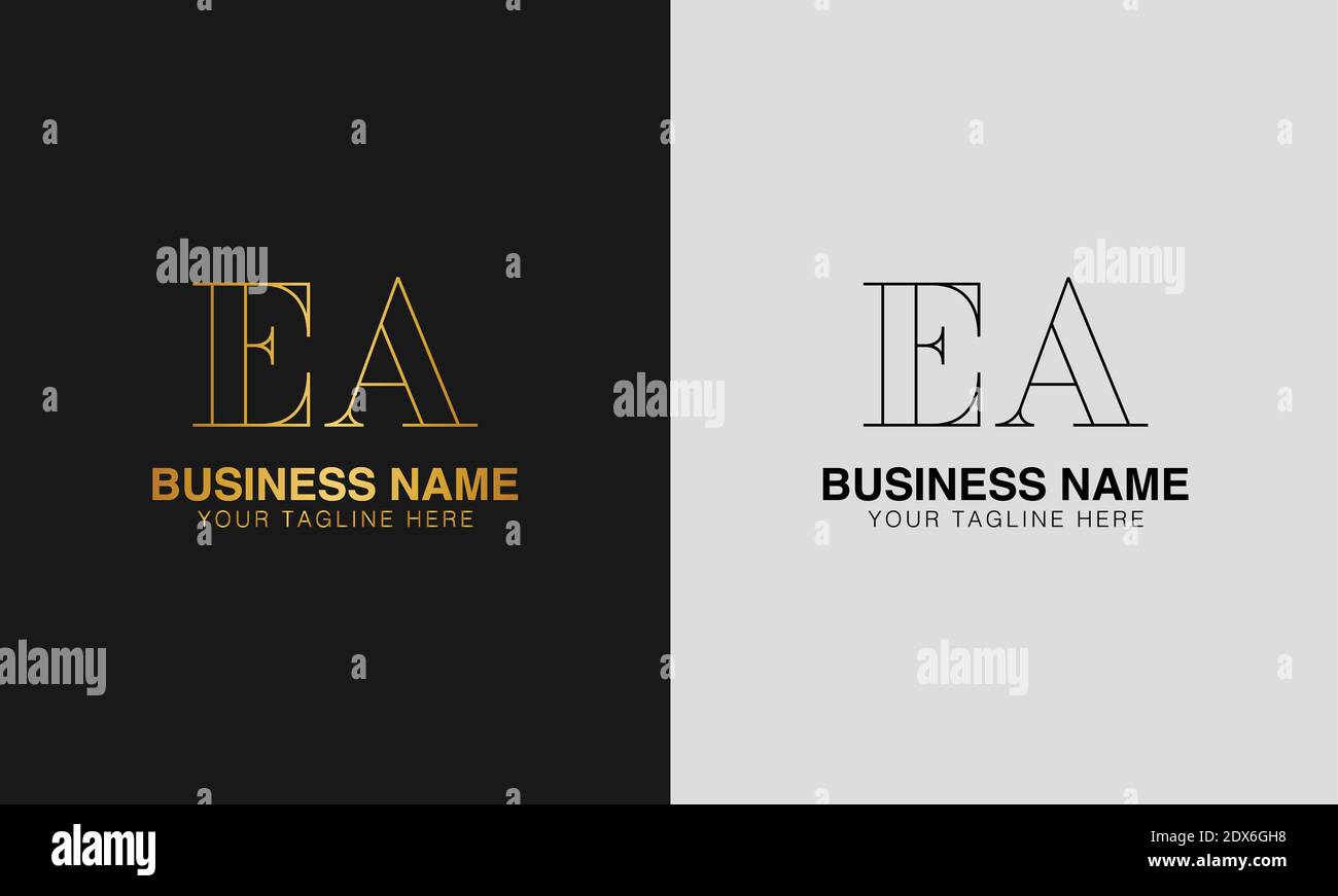 EA E A initial  based abstract modern minimal creative logo, vector template image. luxury logotype logo, initial logo. Stock Vector