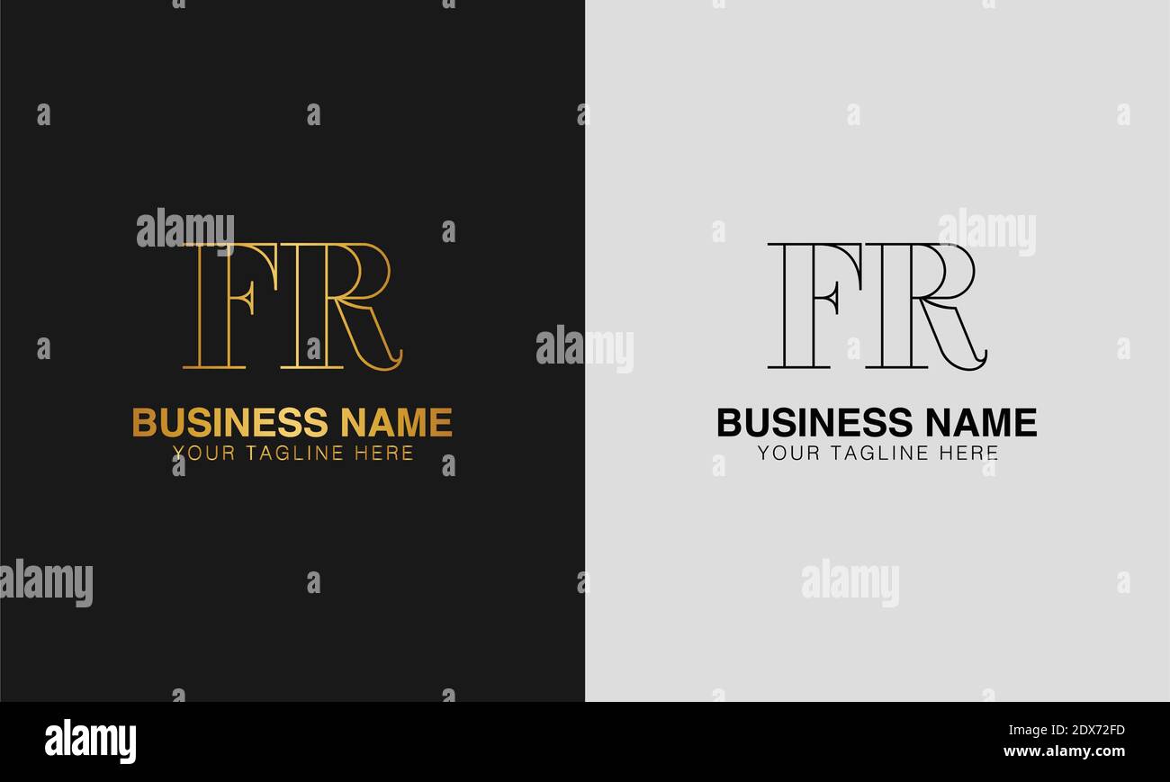 FR F R initial  based abstract modern minimal creative logo, vector template image. luxury logotype logo, initial logo. Stock Vector