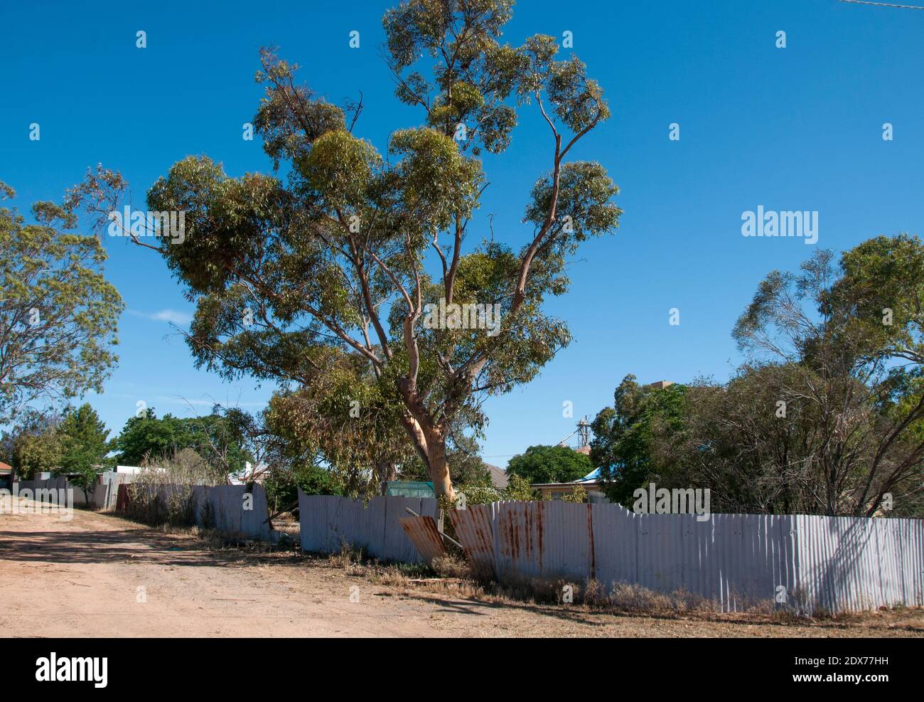 Sleep, sandy, back lanes of the Mallee country town of Sea Lake, NW Victoria, Australia Stock Photo