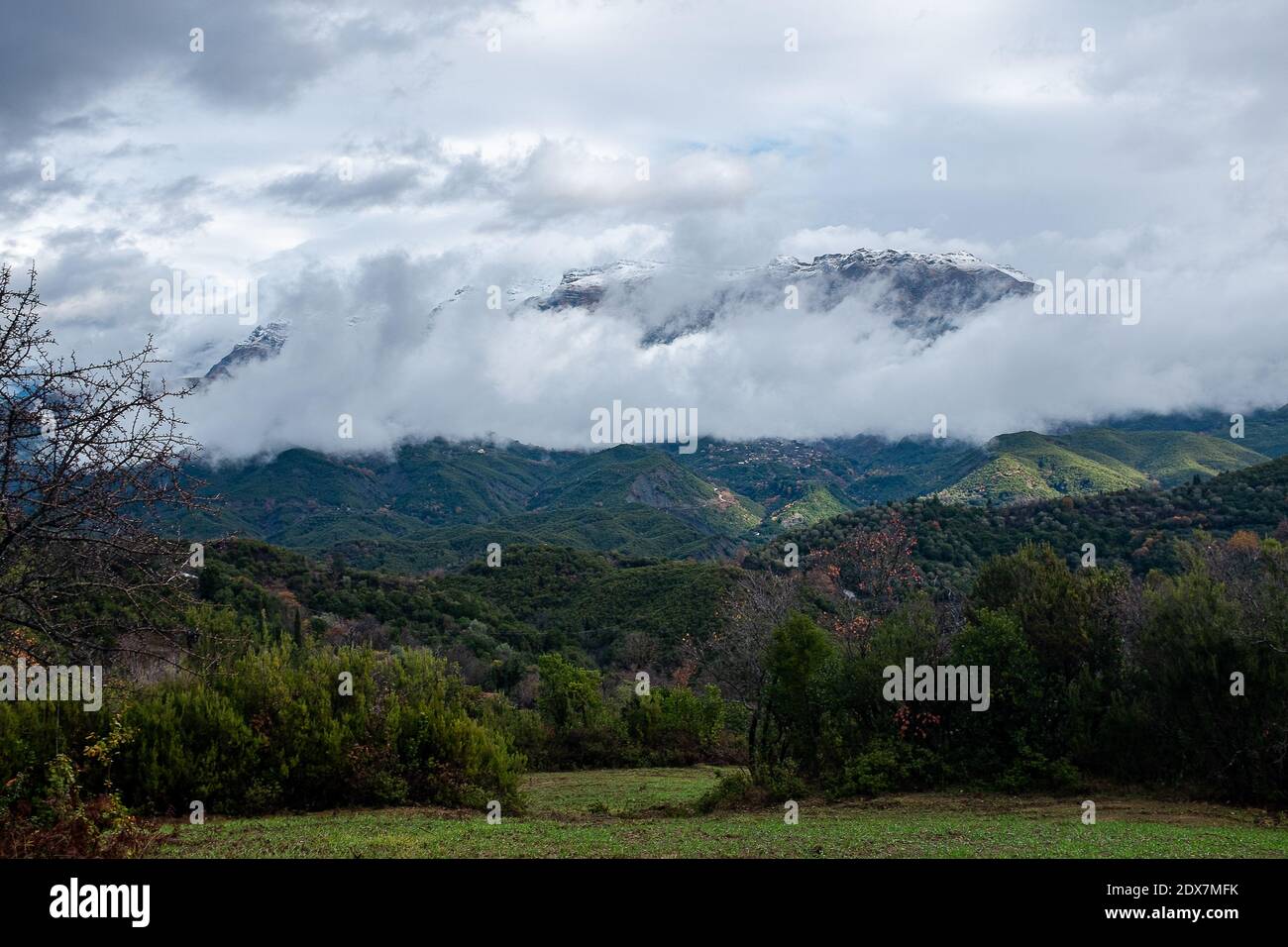 Tzoumerka, Epirus, Greece - December 15, 2017: An autumn cloudy day on the mountain Stock Photo