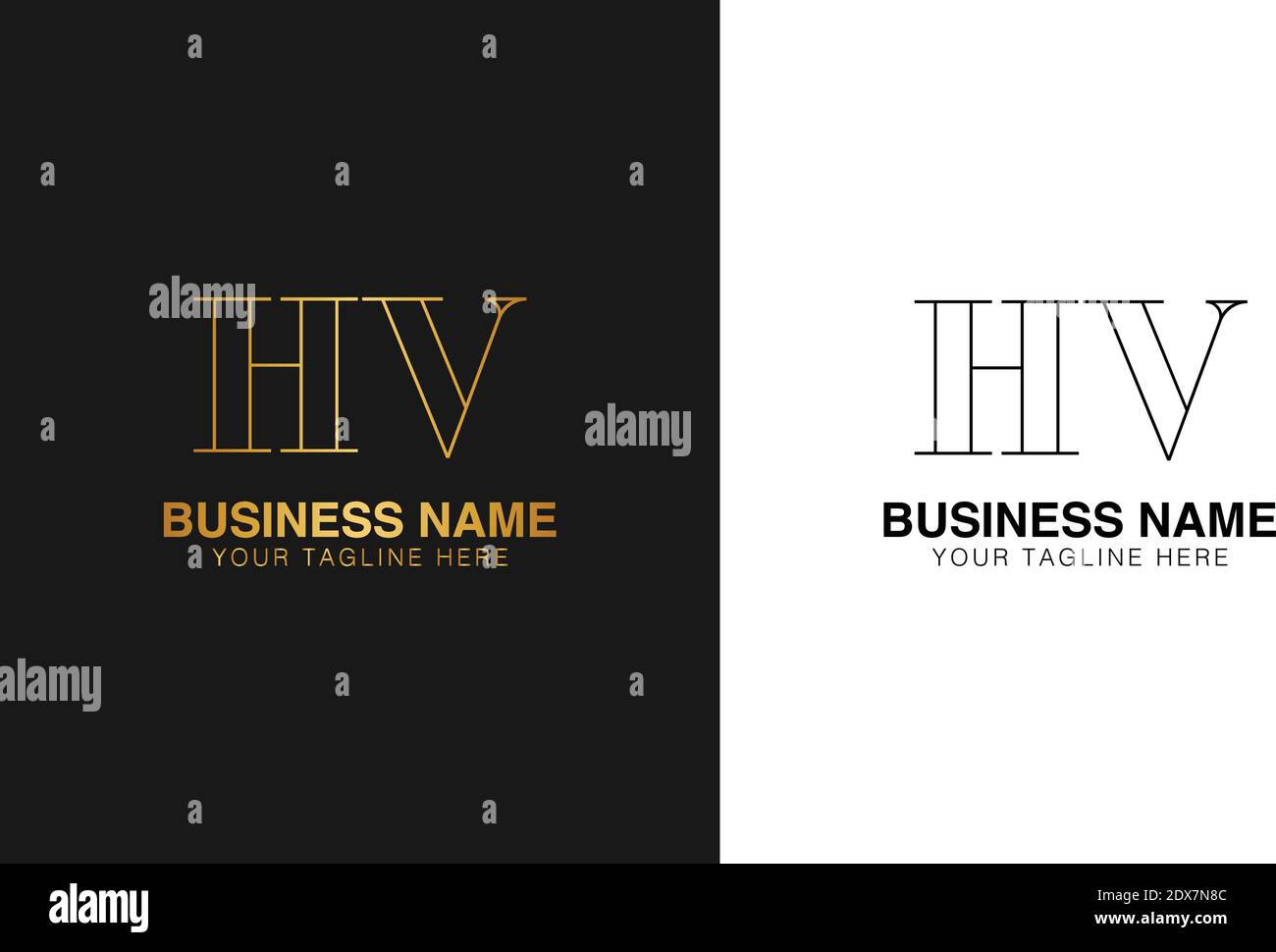 HV H V initial  based abstract modern minimal creative logo, vector template image. luxury logotype logo, initial logo. Stock Vector