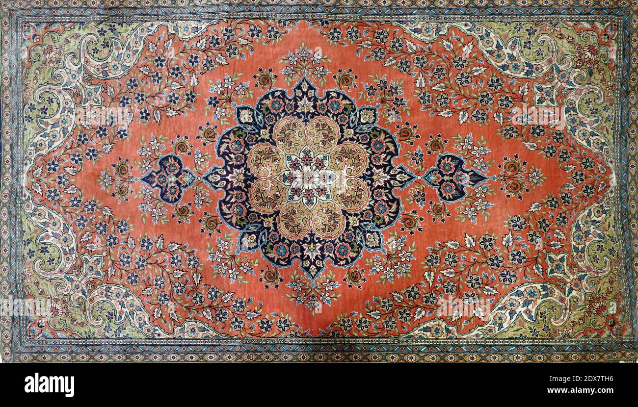 Fine Turkish carpets rugs in a showroom in Cappadocia, Turkey Stock