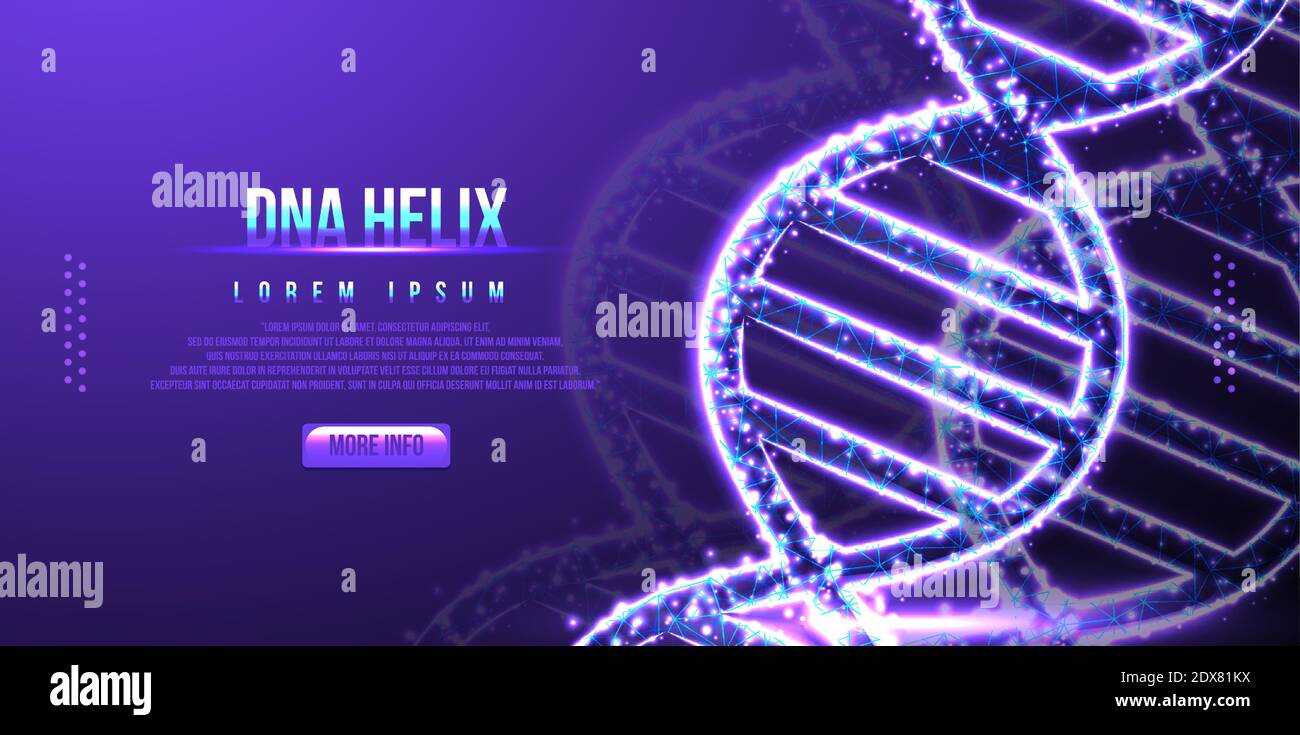 Futuristic DNA, low poly wireframe design Stock Vector