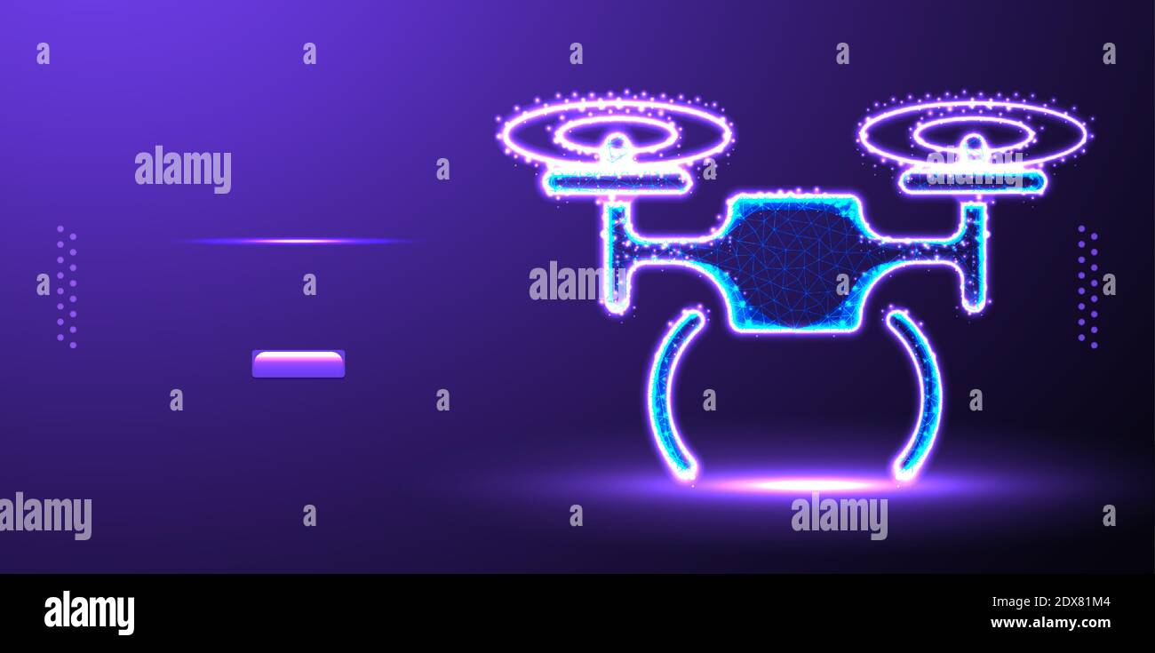 drone, quad copter, low poly wireframe, vector illustration Stock Vector