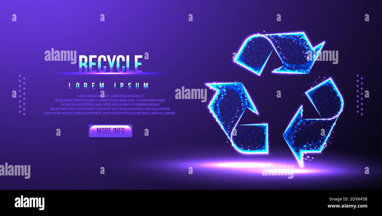 recycle, renew, low poly wireframe, vector illustration Stock Vector