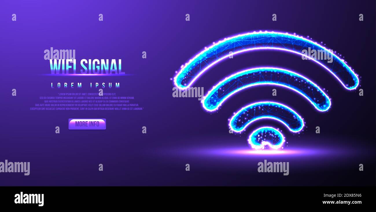 wifi signal, low poly wireframe vector illustration Stock Vector