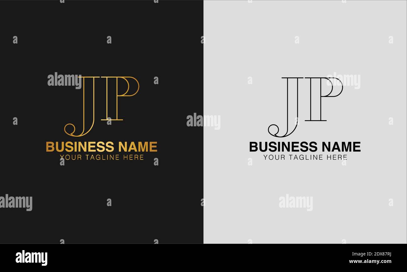 JP J P initial  based abstract modern minimal creative logo, vector template image. luxury logotype logo, initial logo. Stock Vector