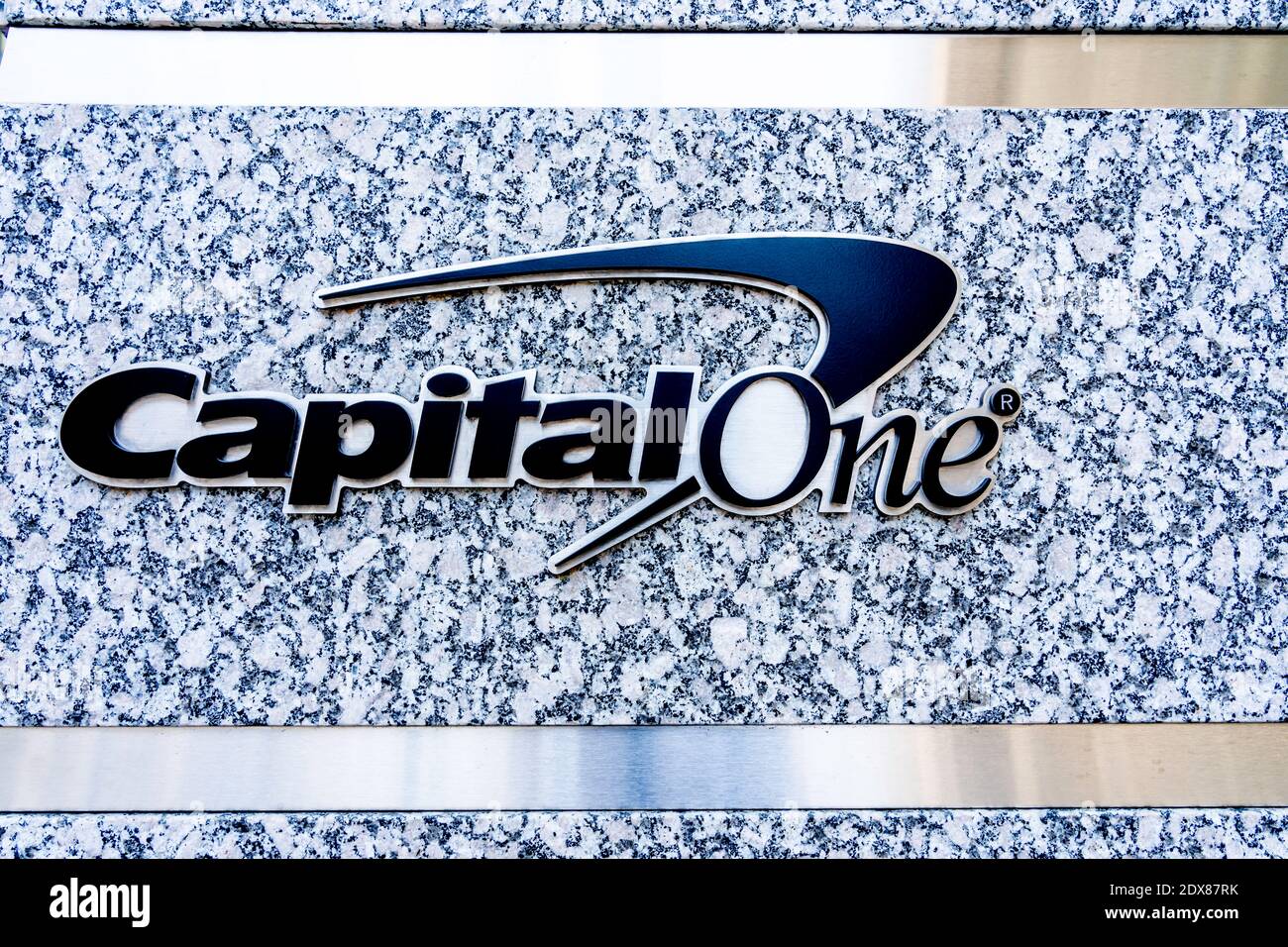 Toronto, Ontario, Canada - July 31, 2019: Capital one sign in downtown Toronto. Stock Photo