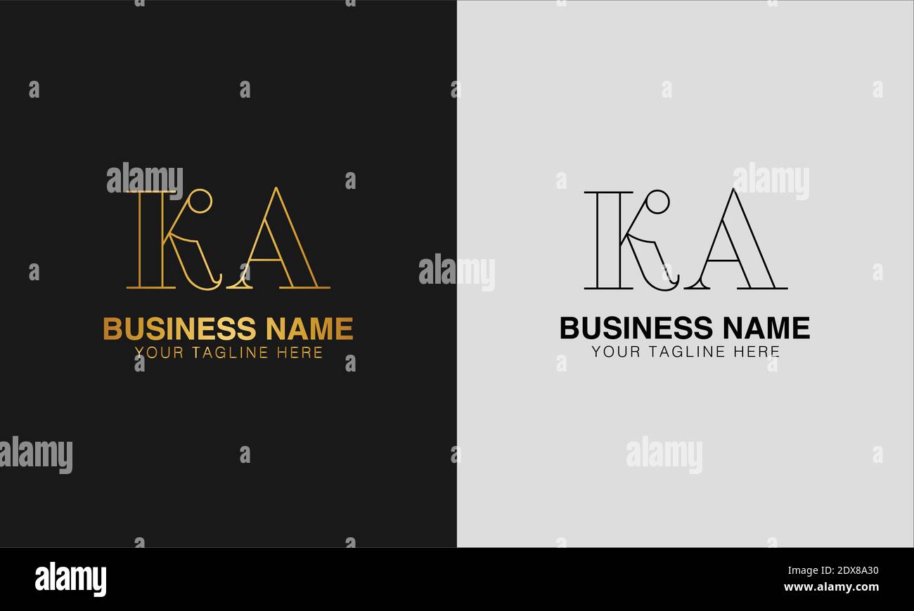 KA K A initial  based abstract modern minimal creative logo, vector template image. luxury logotype logo, initial logo. Stock Vector