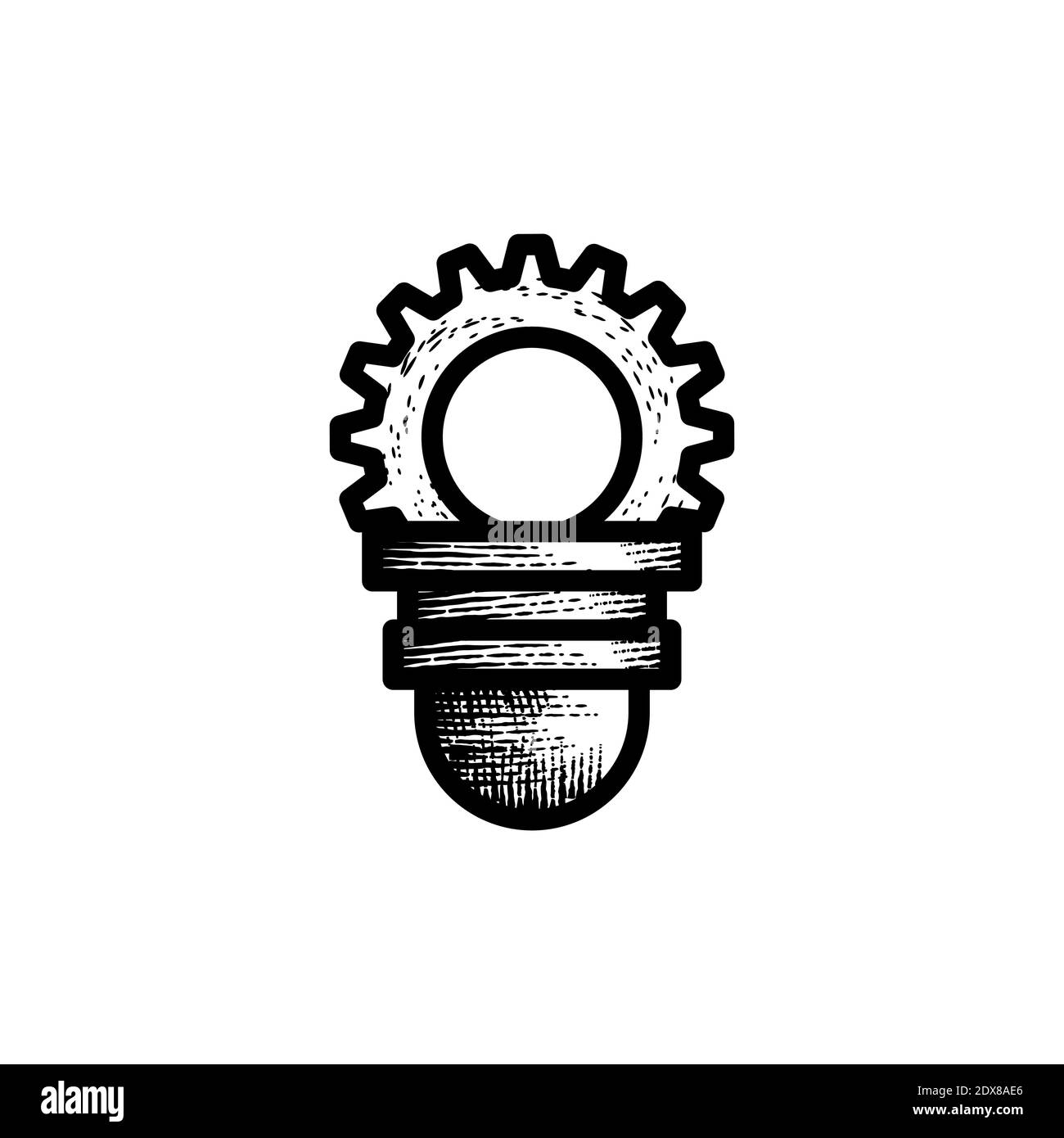gear bulb idea hand drawn icon vector illustration Stock Vector Image ...