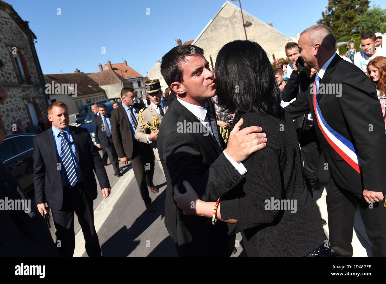 French Prime minister Manuel Valls and French Minister for Housing, Territorial Equality and Rurality Sylvia Pinel visit a medico-social centre, on September 12, 2014 in Fere Champenoise, France. Photo by Nicolas Gouhier/ABACAPRESS.COM Stock Photo