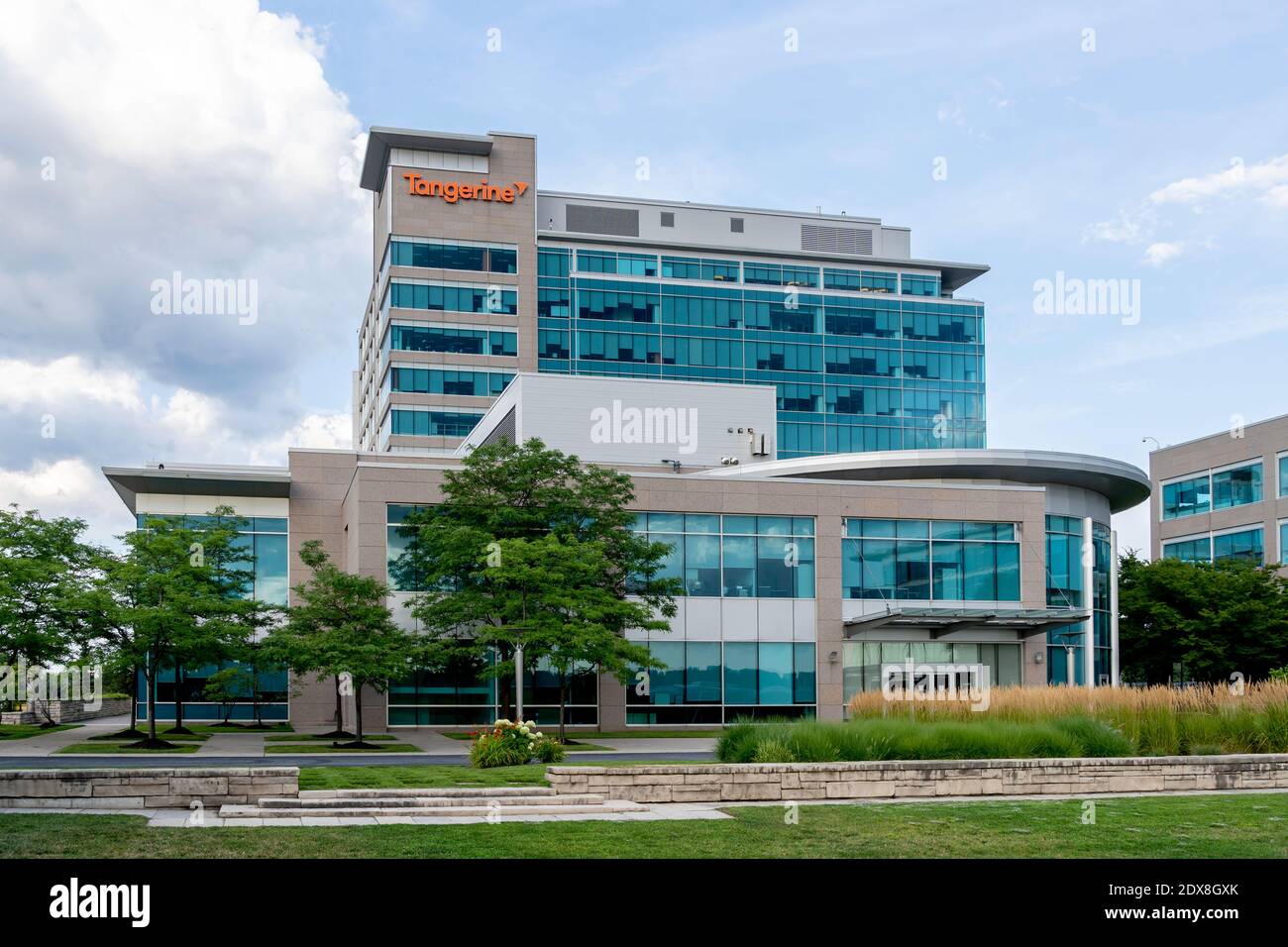 Toronto,  Canada - August 7, 2019: Tangerine North York office building in Toronto, Canada. Stock Photo