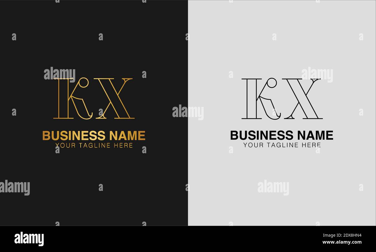 KX K X initial  based abstract modern minimal creative logo, vector template image. luxury logotype logo, initial logo. Stock Vector
