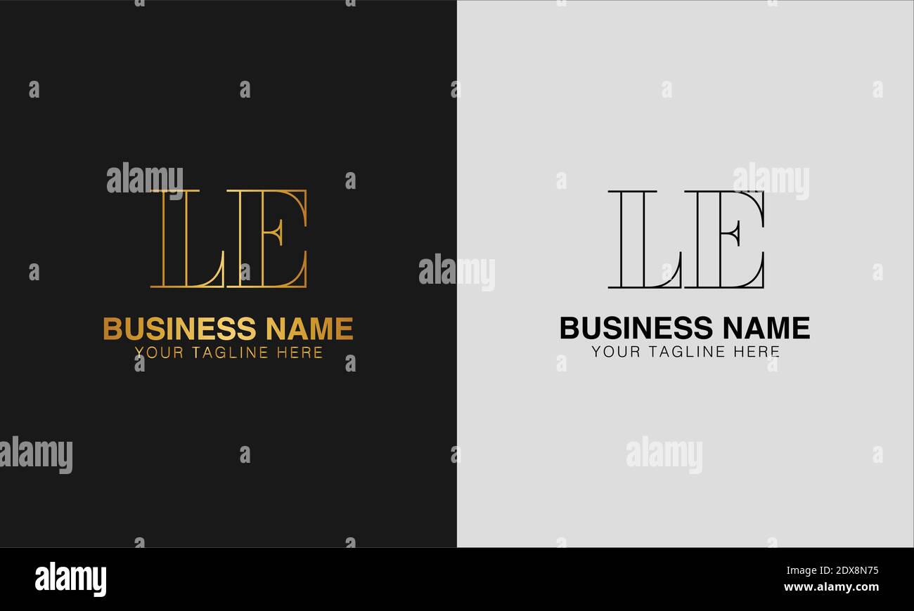 LE L E initial  based abstract modern minimal creative logo, vector template image. luxury logotype logo, initial logo. Stock Vector