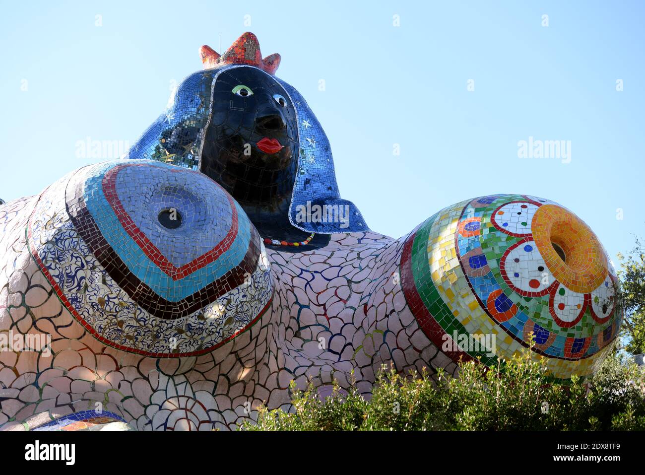 A view of Niki De Saint Phalle's Giardino dei Tarocchi or Garden of Tarot  in Pescia Fiorentino, Tuscany, Italy in June 2014. In the late 1970's  French artist Niki de Saint Phalle