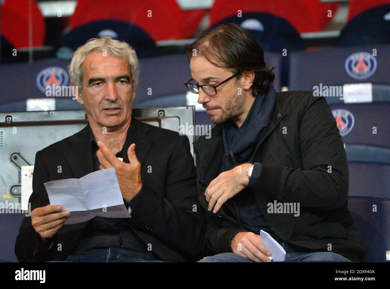 Raymond Domenech attending the French First League soccer match, Paris