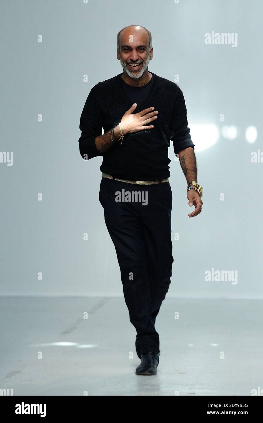 Designer Manish Arora makes an appearance after his Spring-Summer 2015 Ready-To-Wear collection show held at the Palais de Tokyo in Paris, France, on September 25, 2014. Photo by Aurore Marechal/ABACAPRESS.COM Stock Photo