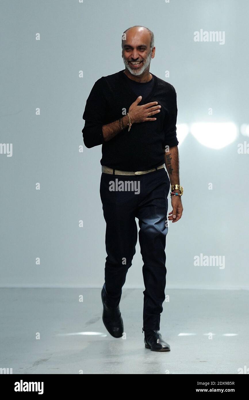 Designer Manish Arora makes an appearance after his Spring-Summer 2015 Ready-To-Wear collection show held at the Palais de Tokyo in Paris, France, on September 25, 2014. Photo by Aurore Marechal/ABACAPRESS.COM Stock Photo