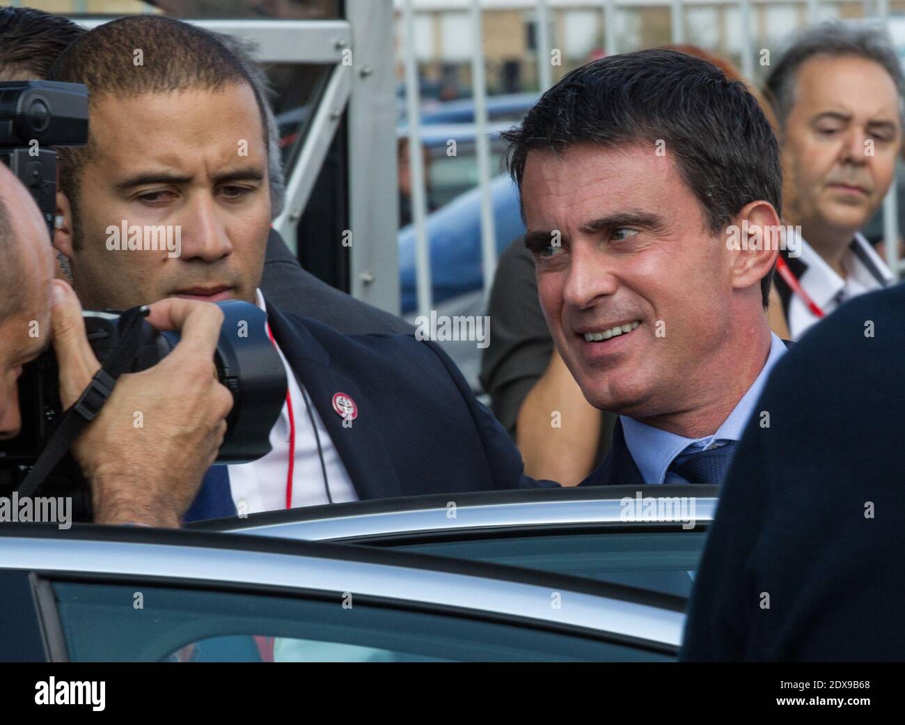 French Prime Minister Manuel Valls along with Minister of Housing and Territorial Equality Sylvia Pinel attending the 75th Annual Congress of the Social Union for Housing in Lyon, France on September 25, 2014. Photos by Vincent Dargent/ABACAPRESS.COM Stock Photo