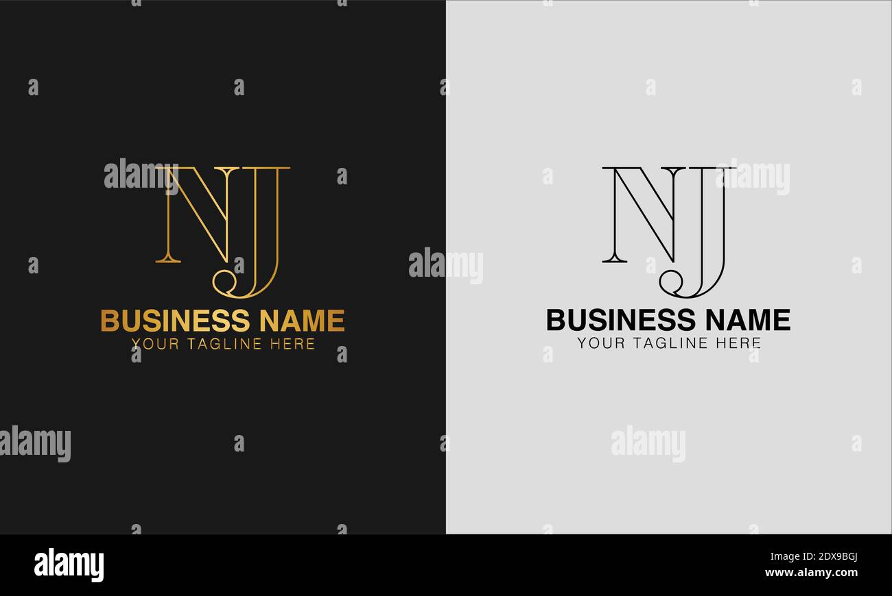 NJ N  J initial  based abstract modern minimal creative logo, vector template image. luxury logotype logo, initial logo. Stock Vector