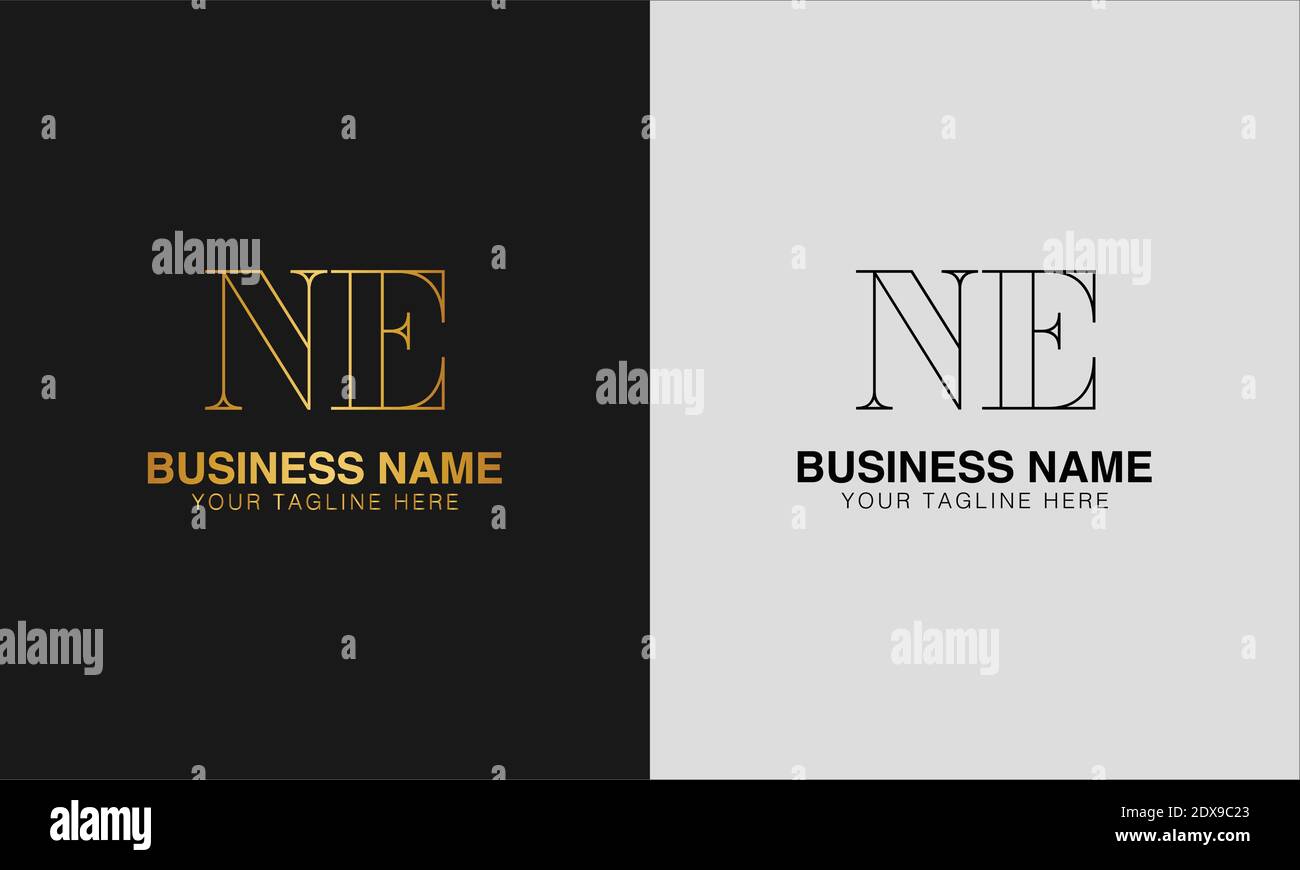 NE N E initial  based abstract modern minimal creative logo, vector template image. luxury logotype logo, initial logo. Stock Vector