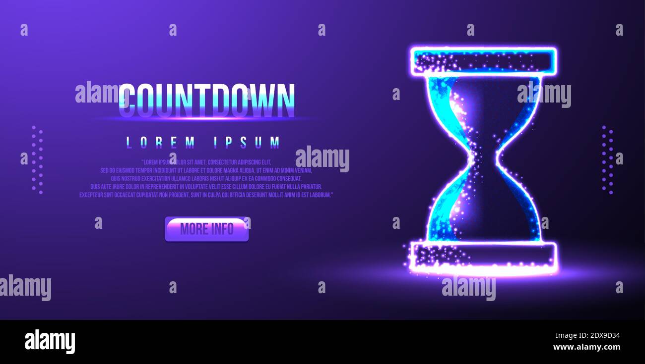 sand glass, countdown. low poly wireframe. vector illustration Stock Vector