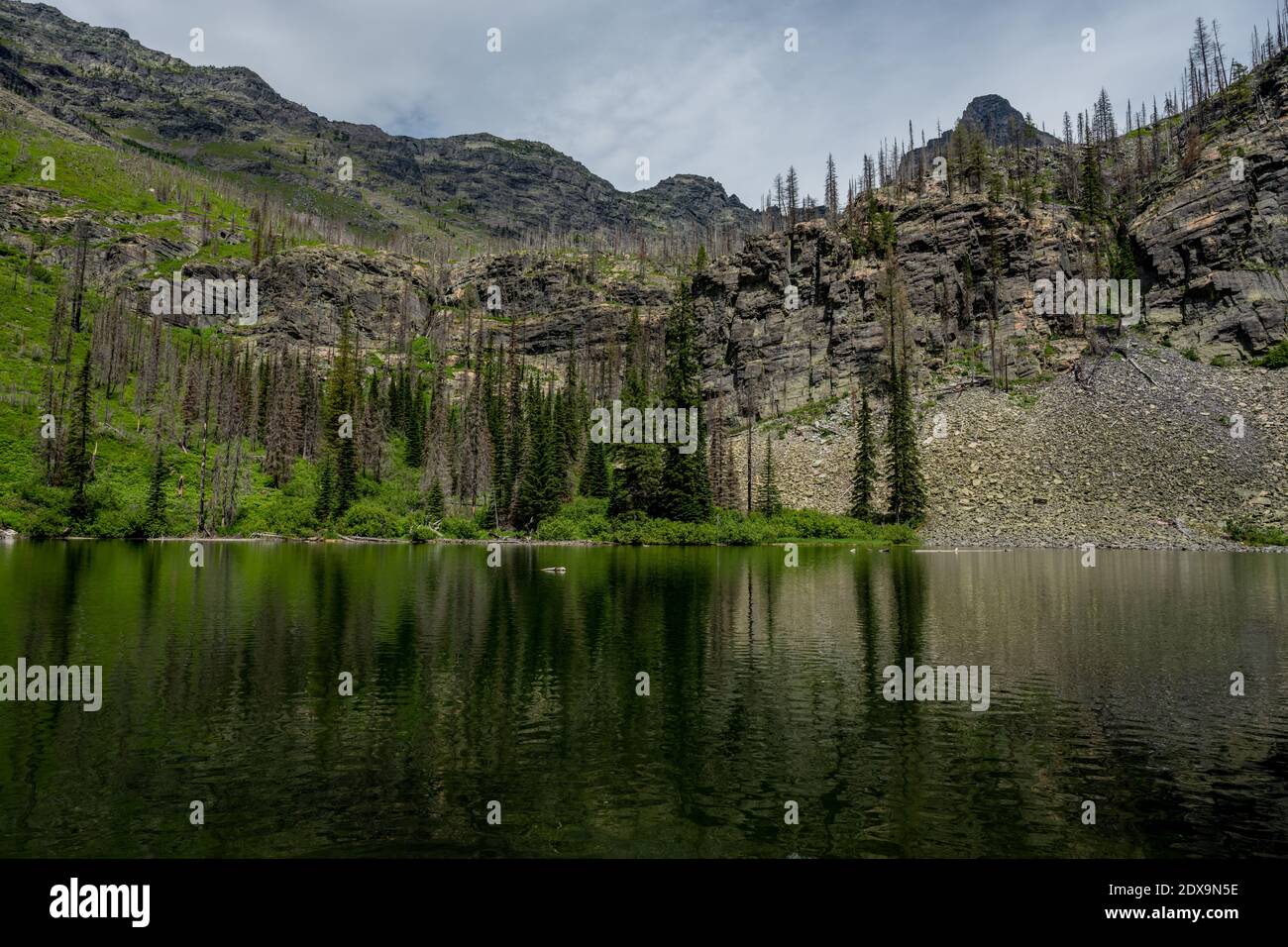 Mountains Behind Snyder Lake in Glacier National Park Stock Photo Alamy