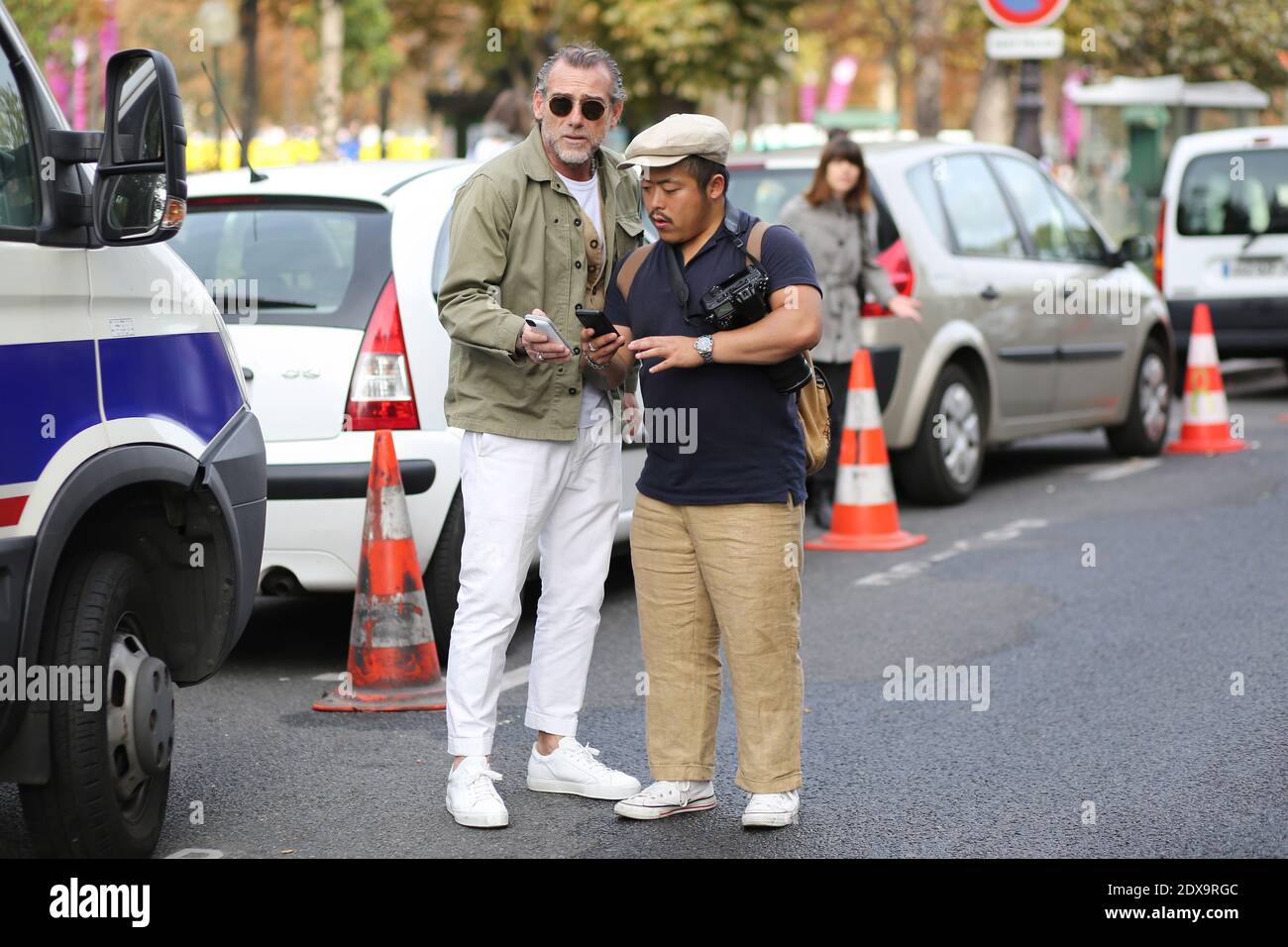 Alessandro Squarzi and Ko Hooncheol arriving at Chloe Ready-to-Wear Spring-Summer 2015 show, held at Grand Palais, Paris, France on September 28th, 2014. Photo by Marie-Paola Bertrand-Hillion/ABACAPRESS.COM Stock Photo