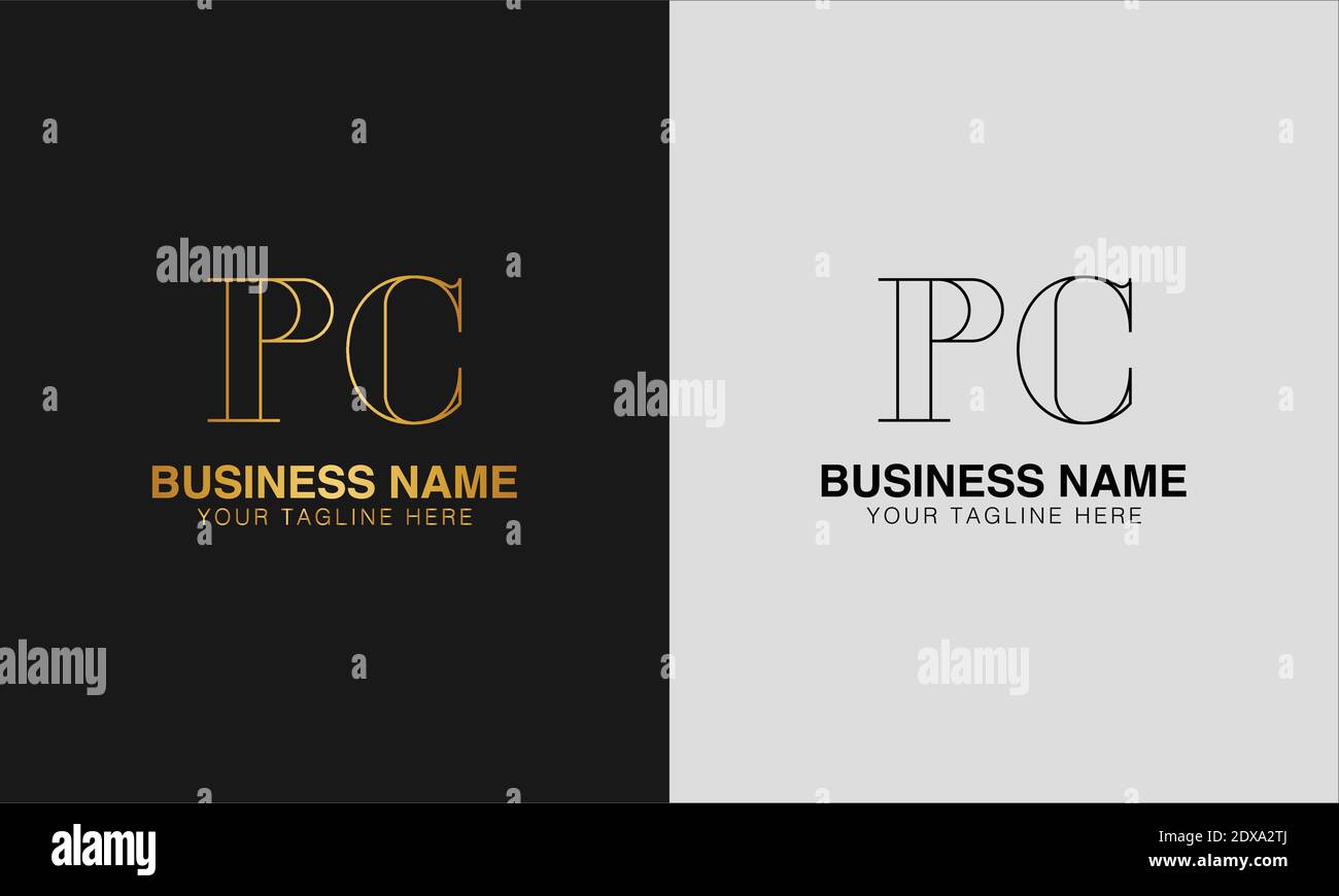 PC P C initial  based abstract modern minimal creative logo, vector template image. luxury logotype logo, initial logo. Stock Vector
