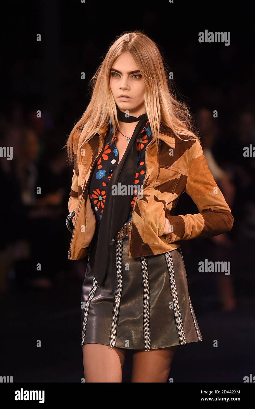 Model Cara Delevingne walks the runway during the Chanel show as part of  the Paris Fashion Week Womenswear Spring/Summer 2015 at the Grand Palais in  Paris, France on September 30, 2014. Photo