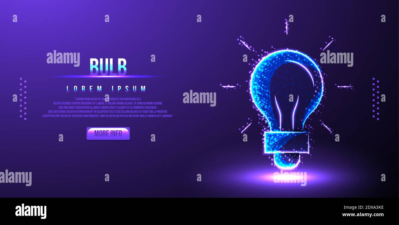 bulb idea low poly wireframe vector illustration Stock Vector