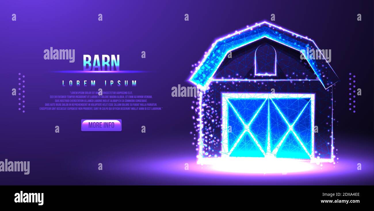 barn low poly wireframe vector illustration Stock Vector