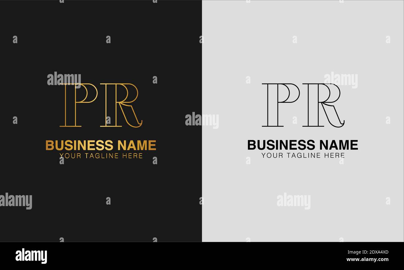 PR P R initial  based abstract modern minimal creative logo, vector template image. luxury logotype logo, initial logo. Stock Vector