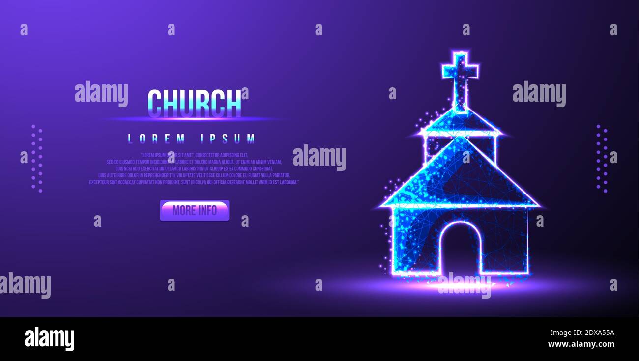 church low poly wireframe vector illustration Stock Vector