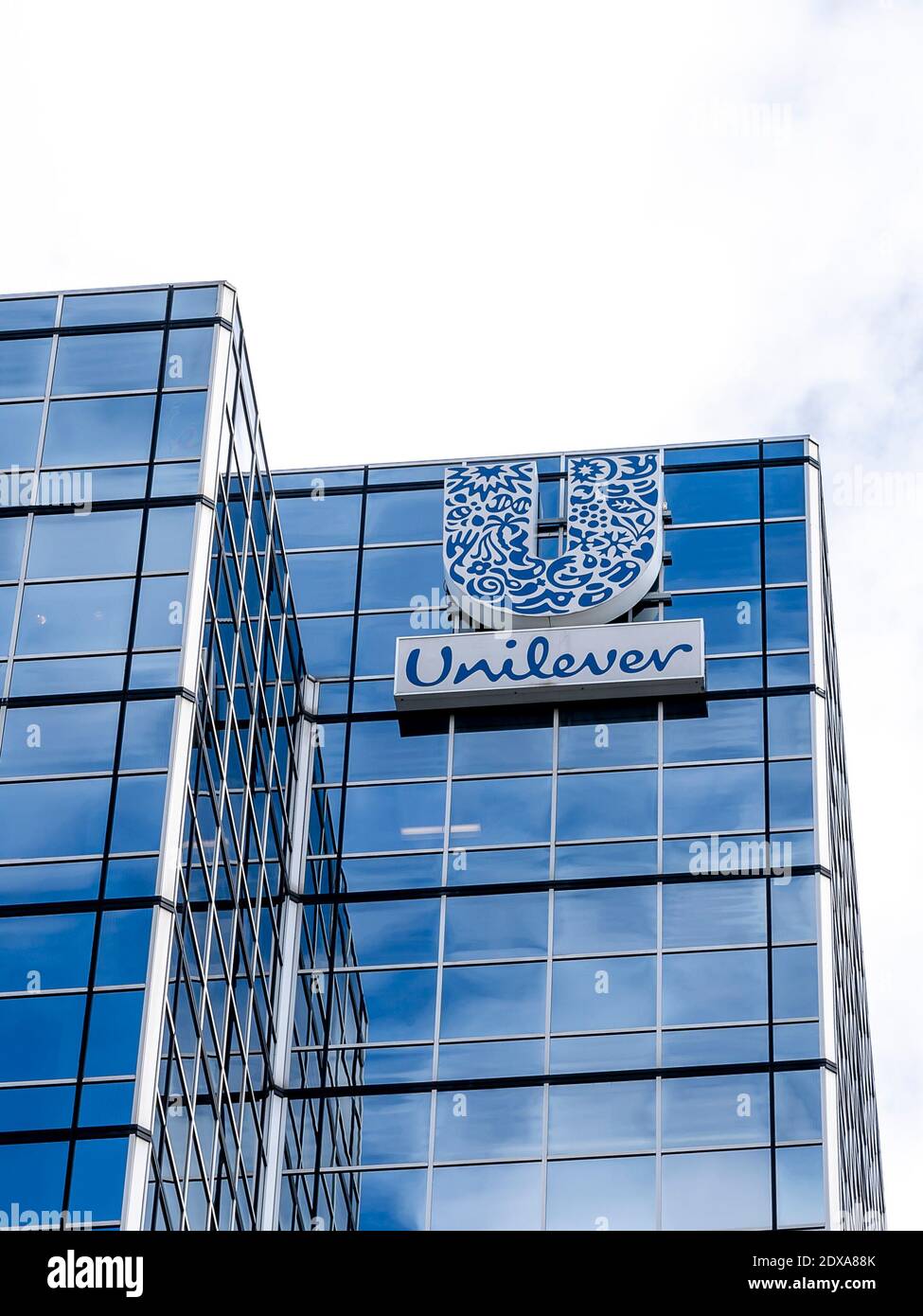 Toronto, Canada - October 18, 2019: Sign of Unilever Canada on their head office building in Toronto Stock Photo