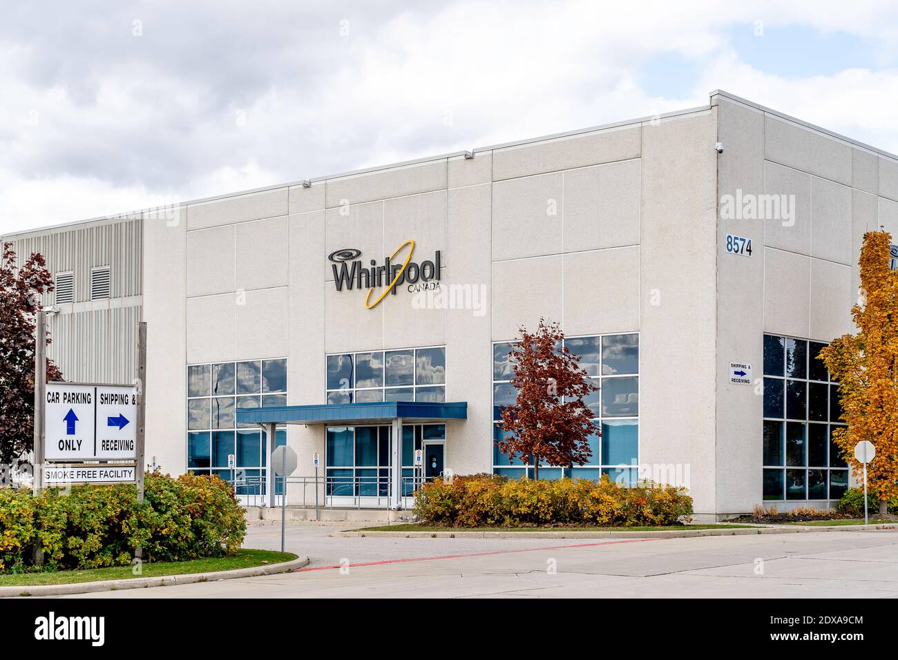 Milton, Ontario, Canada - October 23, 2019: Whirlpool Canada distribution centre in Milton, Ontario, Canada. Stock Photo