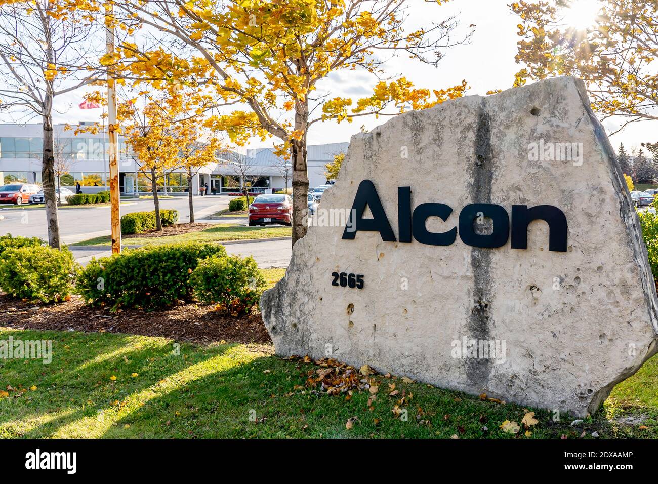 Alcon sign at their Canadian head office in Mississauga, ONT, Canada ...