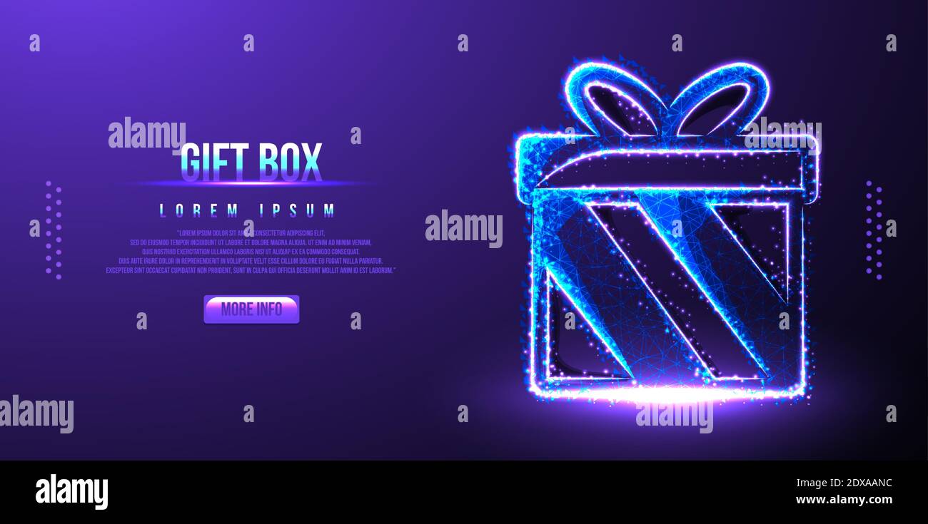 gift box party low poly wireframe vector illustration Stock Vector