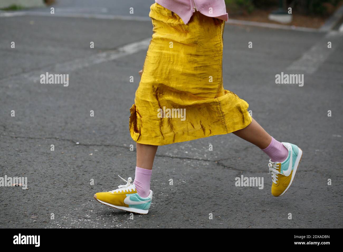 women, trends, adidas sneakers, street style, before Marc by Marc Jacobs  fashion show, 12th av 55th stand and west side highway, during  Mercedes-Benz Fashion Week Spring-Summer 2015, New York City, NY, USA